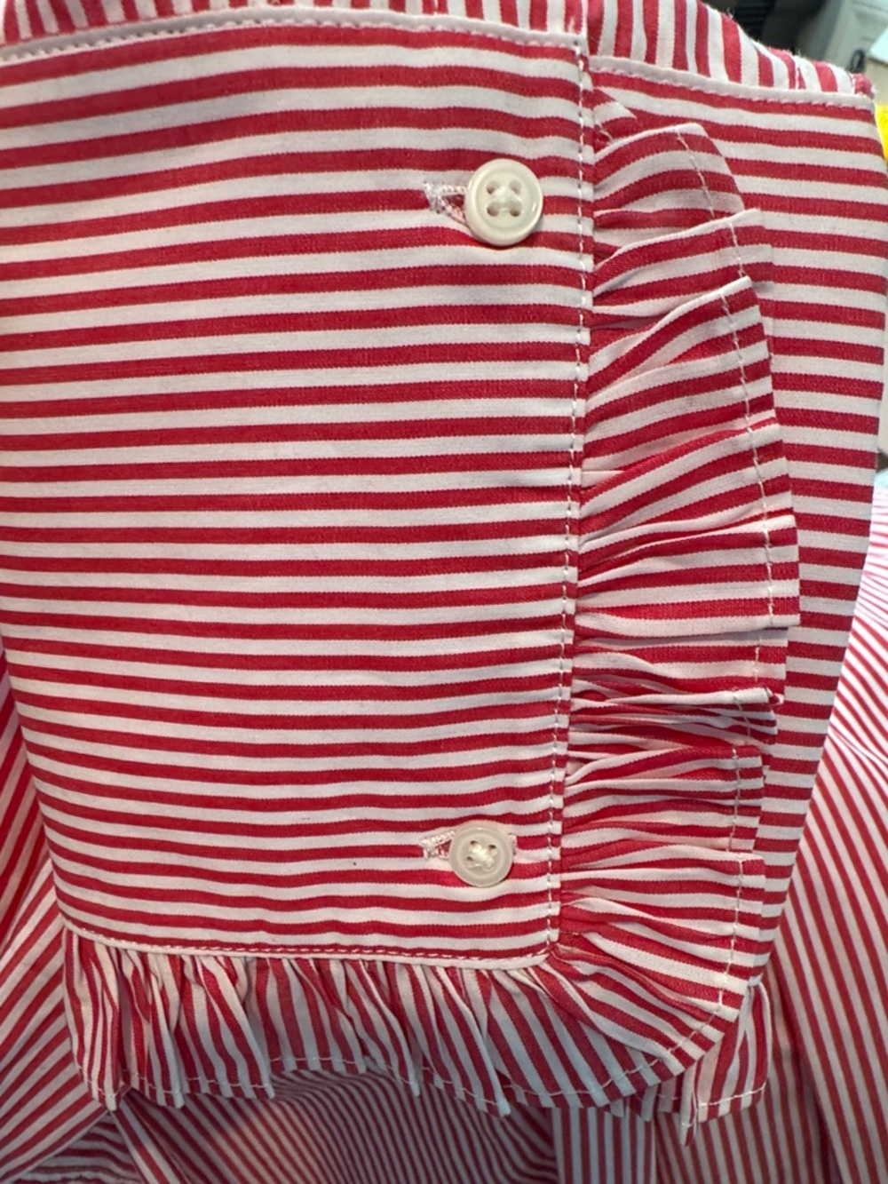 J Crew Ruffle-trim button-up shirt in striped cotton poplin size M - Picture 6 of 10